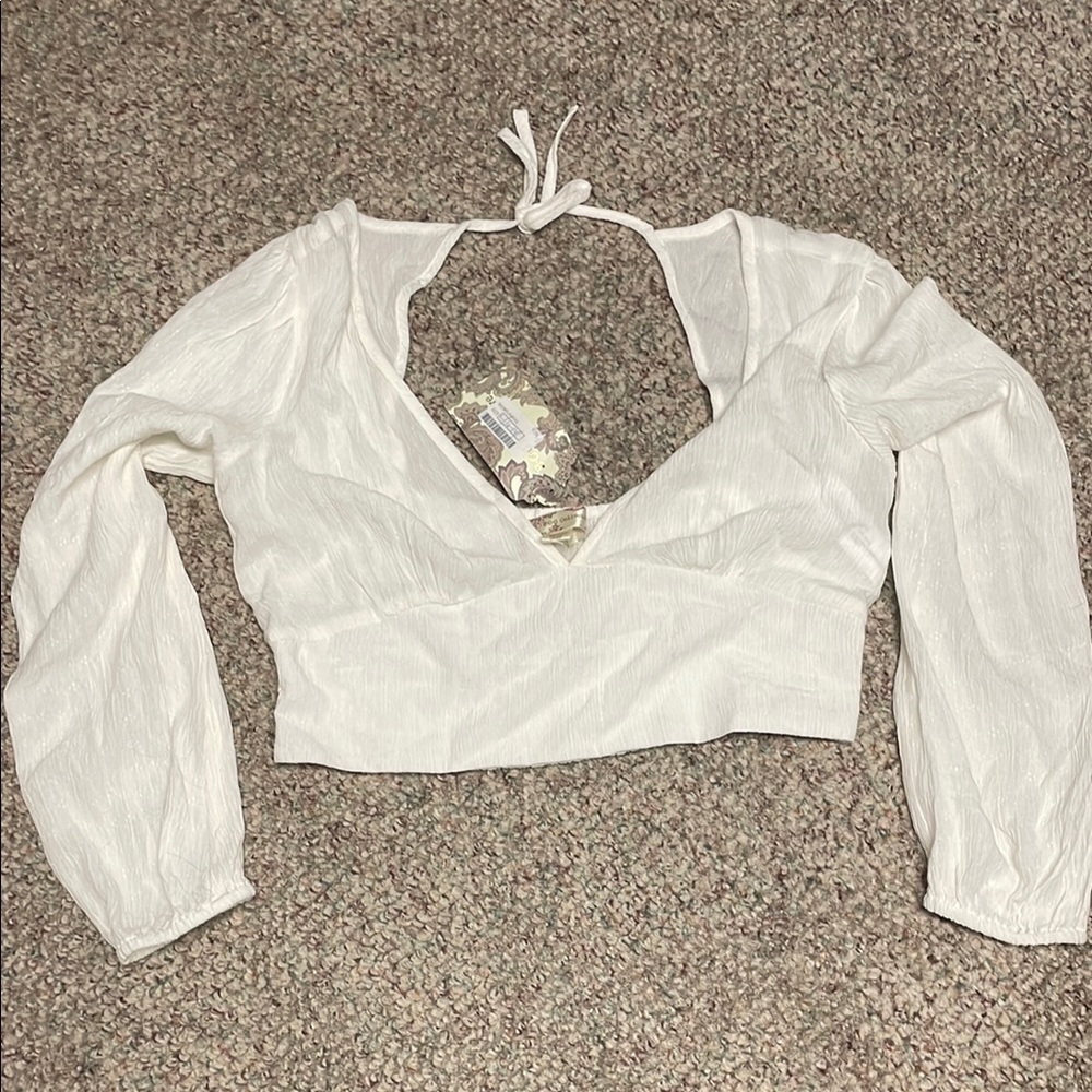 Bog collective White Long Sleeve cropped Women's Top